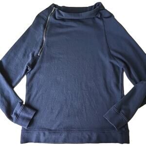 Calvin Klein Womens‎ M Pullover High Neck Zip Sweatshirt Navy Blue Casual